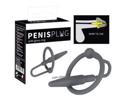 Penisplug - silikónový žaluďový krúžok s močovým kužeľom (šedý)