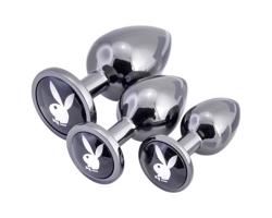 Playboy – sada 3 análnych kolíkov (strieborné)