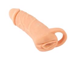 Prírodná pokožka - návlek na penis a umelá vagína - 18cm (prírodná)