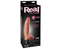Real Feel Deluxe No.5 - realistický vibrátor s pyskami (naturálny)