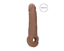 RealRock Návlek na Penis 9 - návlek (21,5 cm) - tmavá prírodná farba