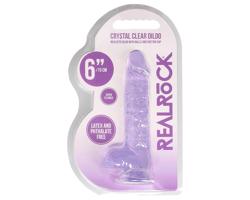 REALROCK - priehľadný realistický fialový dildo (15 cm)