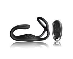 Rocks-Off - nabíjateľný, rádiový análny vibrátor s erekčným krúžkom (čierny)
