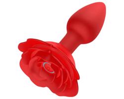 Rose Plug - nabíjací análny vibrátor s diaľkovým ovládaním (červený)