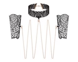 Rosy Gold - obojok a putá na zápästie (čierne)