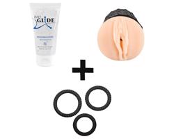 Ručný štartovací set (masturbátor, lubrikant, krúžok na penis)