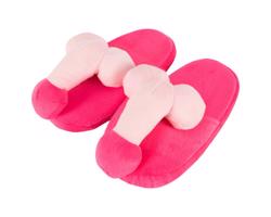 Ružové plyšové papuče - v tvare penisu