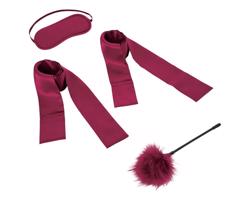 S&M - saténová začiatočnícka sada na viazanie (červená) - 4-dielna