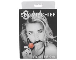 S&M - silikónový roubík, s koženkovým pásikom (červený)