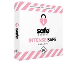 SAFE Intense Safe - Rebrovaný a bodkovaný kondóm (36 ks)