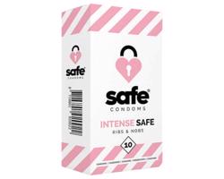 SAFE Intense Safe - vrúbkovaný-bodkovaný kondóm (10 ks)