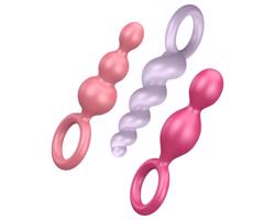 Satisfyer Booty Call - análny plug set - farebný (3 diely)