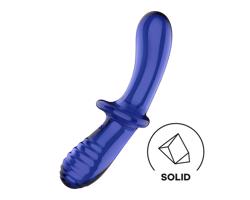 Satisfyer Double Crystal - obojstranné sklenené dildo (modré)