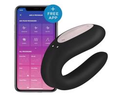 Satisfyer Double Joy - inteligentný vodotesný párvibrátor (čierny)