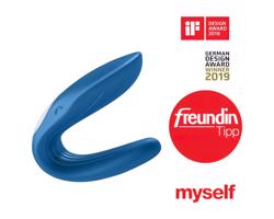 Satisfyer Double Whale - Dvojmotorový párový vibrátor (modrý)