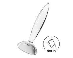 Satisfyer Ligotavý Krištáľ - rebrované sklenené dildo (priehľadné)