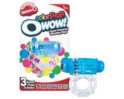 Screaming Color Pop - vibračný erekčný krúžok (priehľadný-modrý)