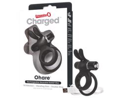 Screaming O Ohare - zajači vibr. krúžok na penis (čierny)