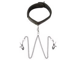 Sei Mio - náhrdelník a klipsy na bradavky (čierne)