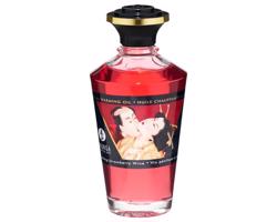 Shunga - hrejivý masážny olej - šampanské-jahoda (100ml)