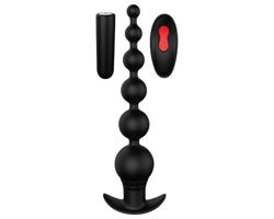 Škodoradostná láska - nabíjateľný, rádiový, perlový análny vibrátor (čierny)