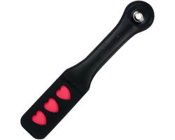 Sportsheets Impression - čierne srdcové kožené plácadlo