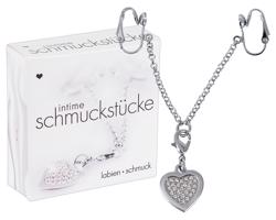 Strieborný intímny šperk srdiečko s kamienkami