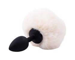 Sunfo - análna zátka s chvostom zajačika (čierno-biela)