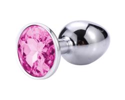 Sunfo - kovový análny kolík s ružovým kameňom (strieborný)