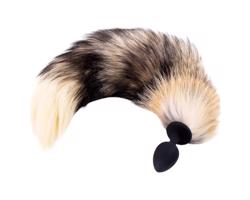 Sunfo - silikónový anál plug s líščím chvostom (čierno-červený)