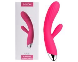 Svakom Angel - vodotesný vibrátor s ohrevaním a klitorisovou rukoväťou (červený)