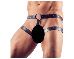 Svenjoyment - postroj s penisovým krúžkom (čierny) - M/L