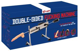 The Banger DS Fucking Machine - double-sided sex machine with 2 dildos and fake pussy (silver)