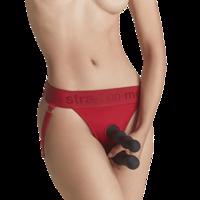 Univerzálne tangá Strap-On-Me s dvoma krúžkami, červená