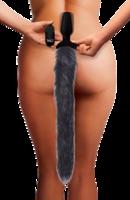 Vibračný análny kolík s diaľkovým ovládaním Furry Fox (53,3 cm), šedý