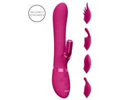 Vive Chou - akku vibrátor s vymeniteľnými hlavicami (ružový)