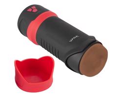 WYNE 04 - akumulátorový vibračný a sania masturbátor (hnedý)