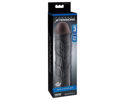 X-TENSION Mega 3 - realistický penisový návlek (22,8 cm) - čierny