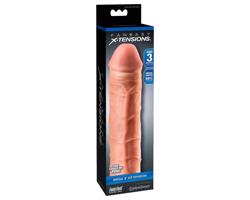 X-TENSION Mega 3 - realistický pulzný obal na penis (22,8cm) - naturálny