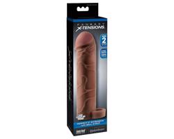 X-TENSION Perfect 2 - návlek na penis s krúžkom, 19 cm, tmavá telová farba