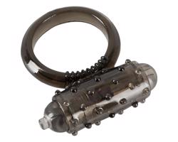 You2Toys - čierny silikónový vibračný krúžok na penis