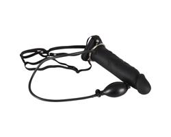 You2Toys - Nafukovací pripínací penis - dutý silikónový (čierny)