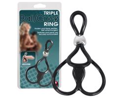 You2Toys - Trojité nastaviteľné krúžky na penis a semenníky (čierne)