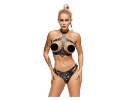 ZADO - Kožený set s nasadzovacími nohavičkami (čierny)