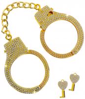 Zlaté kovové putá na ruky Shiny Obsession